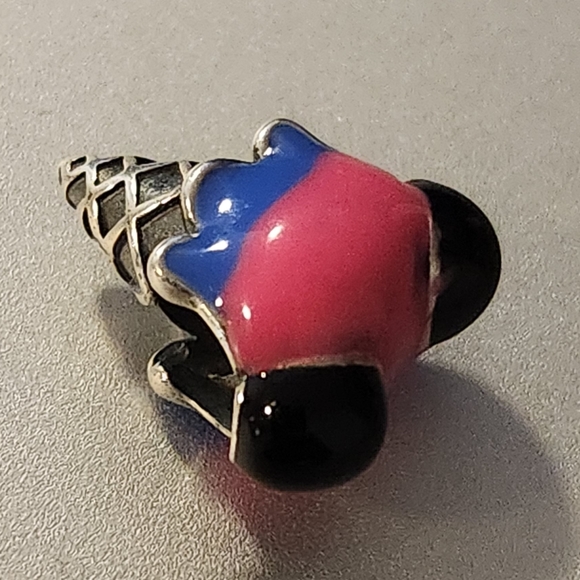 Enamel Mickey Mouse Ice-cream cone sterling silver charm - Picture 3 of 4